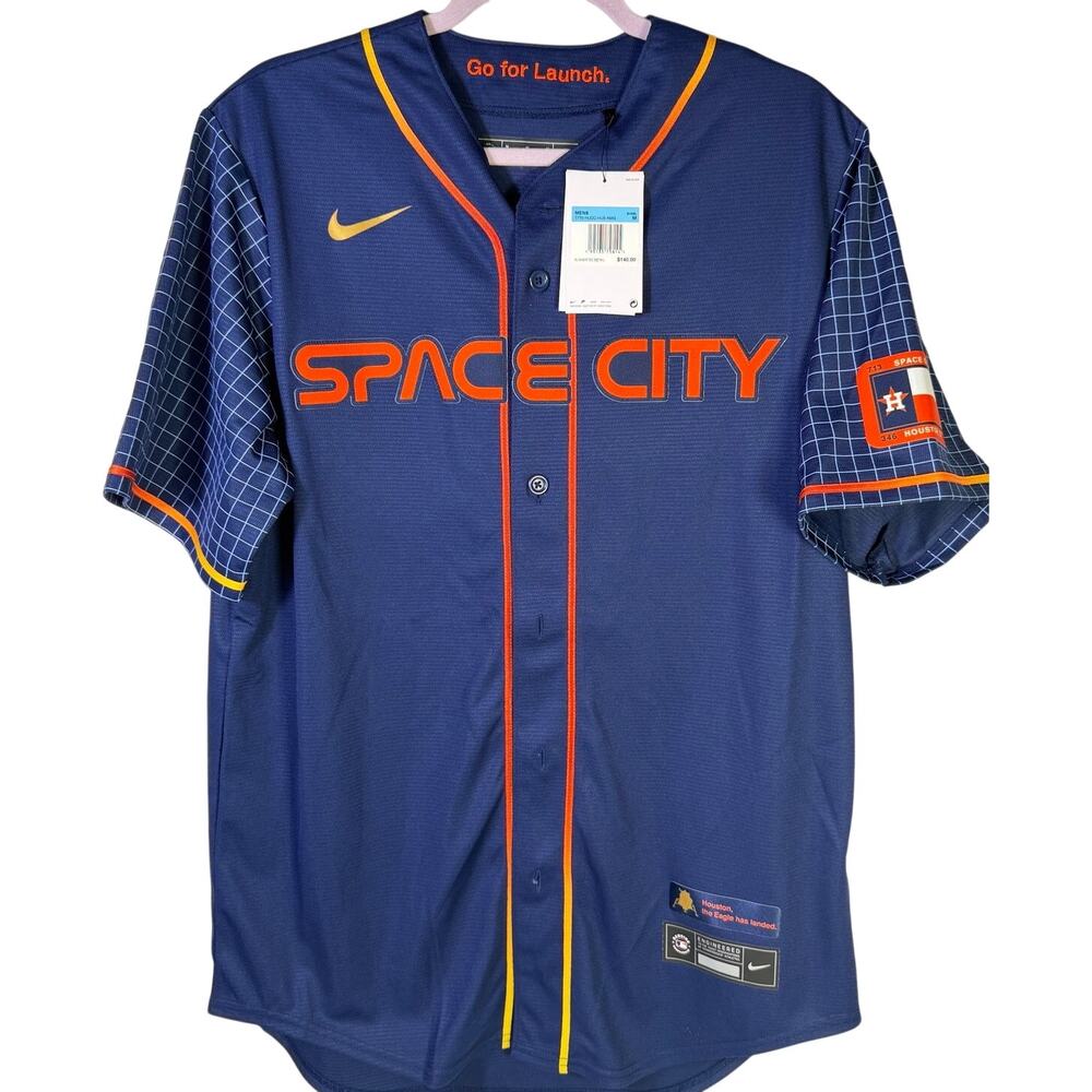 Nike Houston Astros Space City Replica Jersey Men’s M Navy Orange NWT MLB